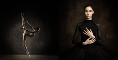 Portraits einer Ballett-Tänzerin im Fotostudio